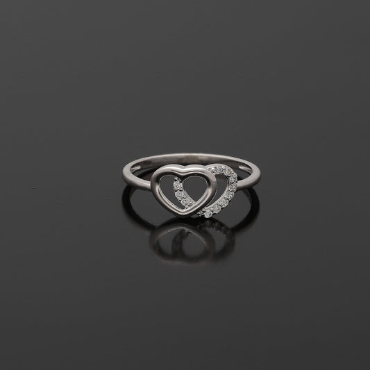 Sterling Silver 925 Heart Duo Ring - FKJRNSL10766