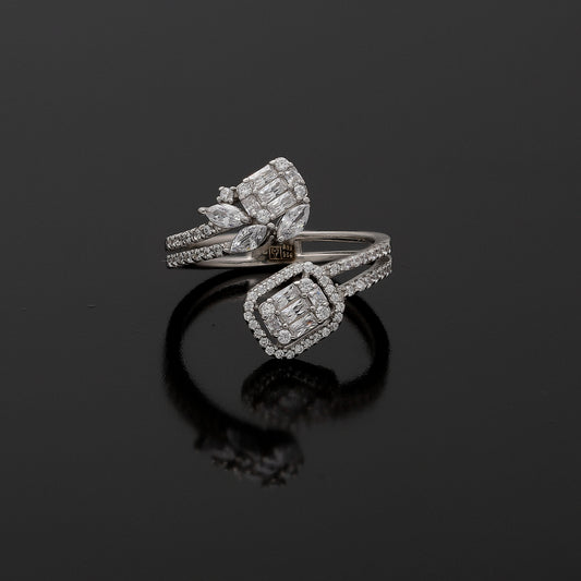 Sterling Silver 925 Double Cluster Ring - FKJRNSL10767