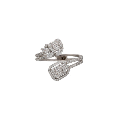 Sterling Silver 925 Double Cluster Ring - FKJRNSL10767