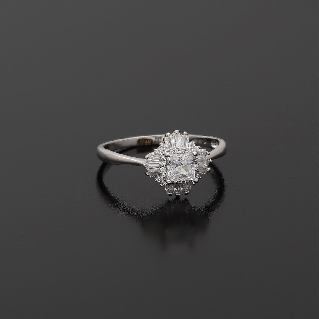 Sterling Silver 925 Square Radiance Ring - FKJRNSL10773
