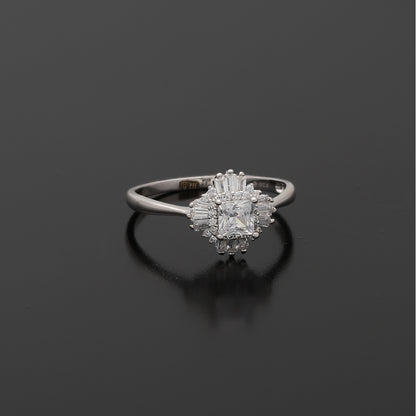Sterling Silver 925 Square Radiance Ring - FKJRNSL10773
