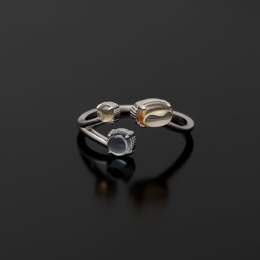 Sterling Silver 925 Gem Orbit Ring - FKJRNSL10775