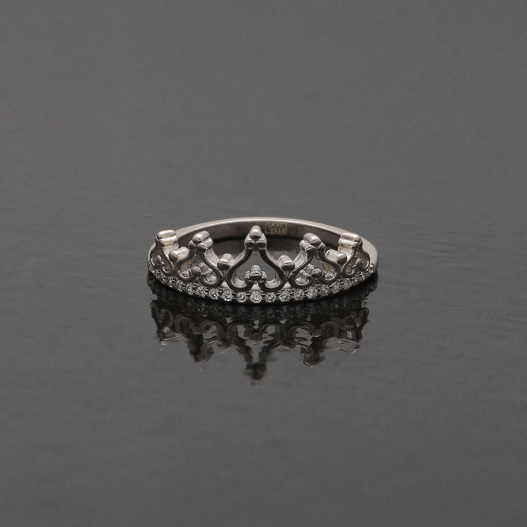 Sterling Silver 925 Filigree Crown Ring - FKJRNSL10776