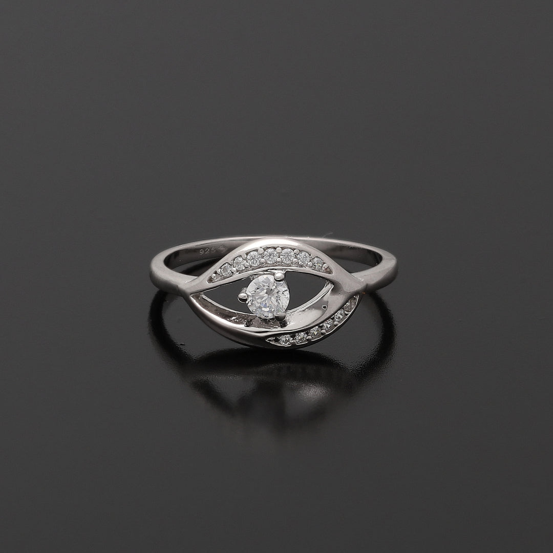 Sterling Silver 925 Luna Tear Halo Ring - FKJRNSL10777