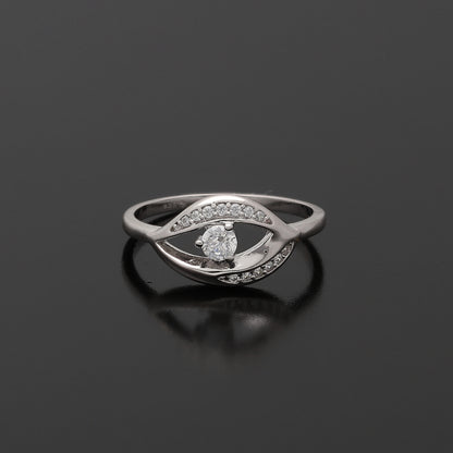 Sterling Silver 925 Luna Tear Halo Ring - FKJRNSL10777