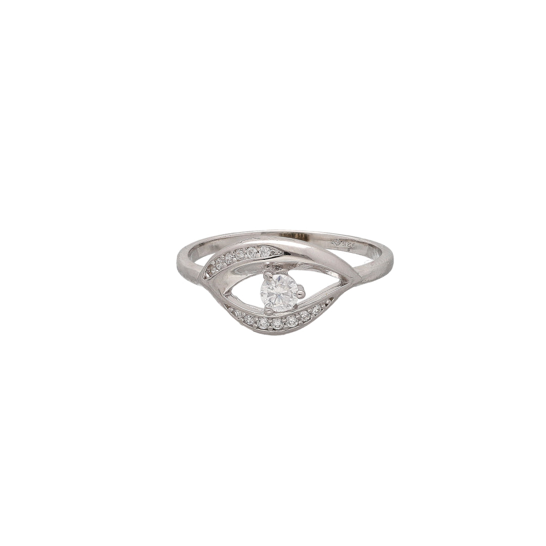 Sterling Silver 925 Luna Tear Halo Ring - FKJRNSL10777