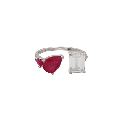 Sterling Silver 925 Radiant Ruby Ring - FKJRNSL10779