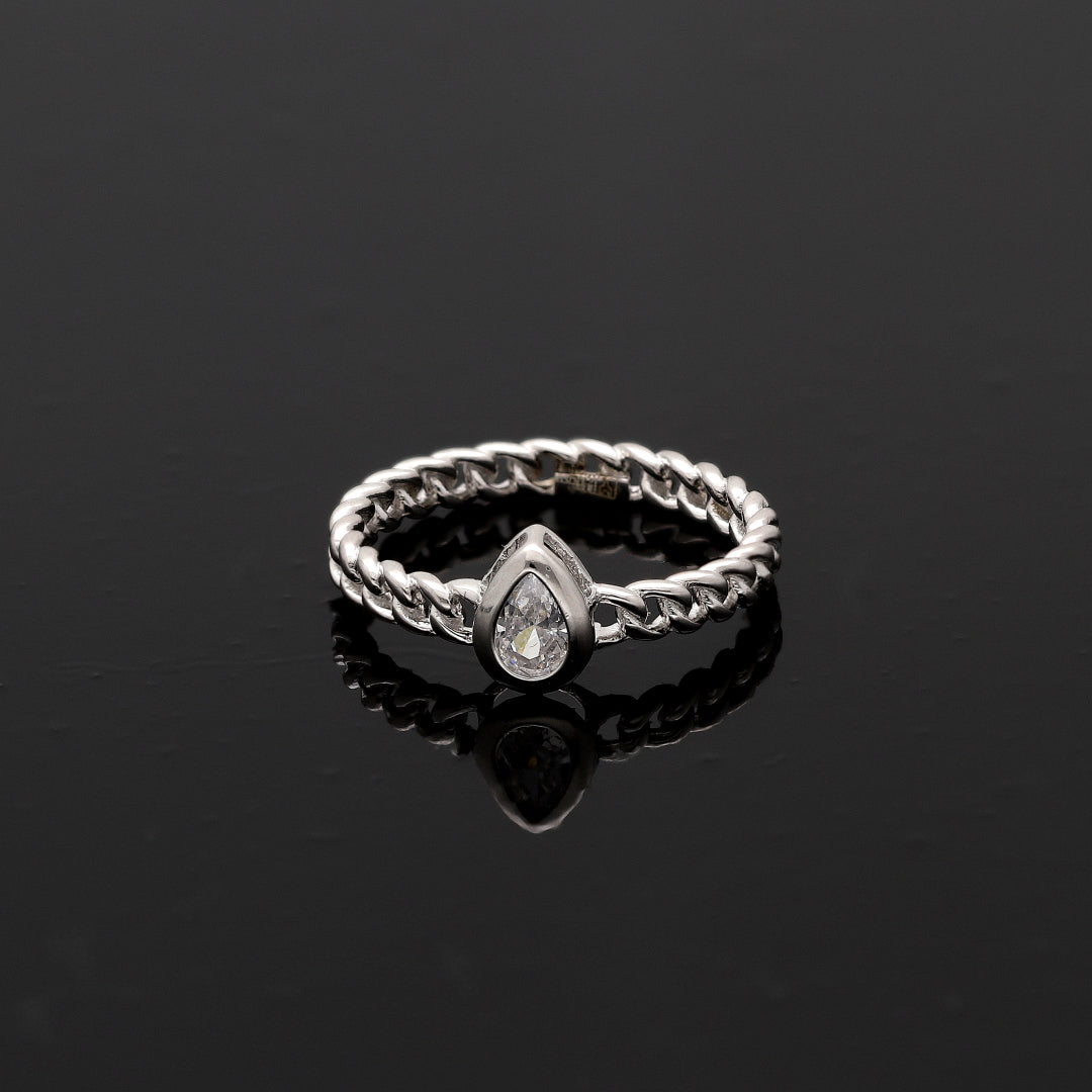 Sterling Silver 925 Pear Cut Ring - FKJRNSL10791