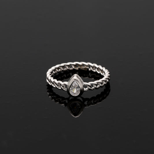 Sterling Silver 925 Pear Cut Ring - FKJRNSL10791