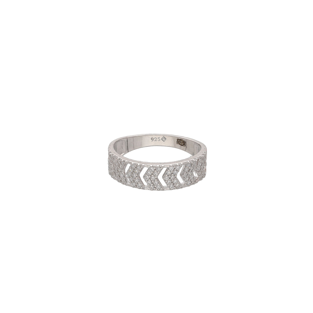 Sterling Silver 925 Zigzag Diamond Ring - FKJRNSL10798