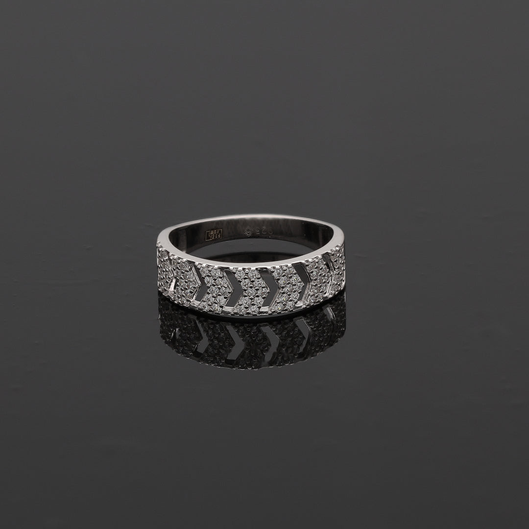 Sterling Silver 925 Zigzag Diamond Ring - FKJRNSL10798