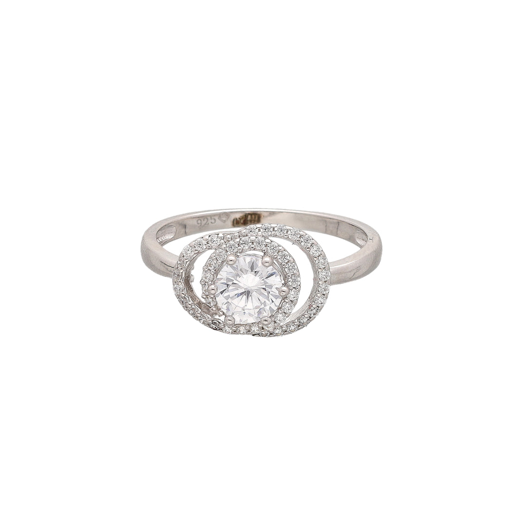 Sterling Silver 925 Centerpiece Diamond Ring - FKJRNSL10800