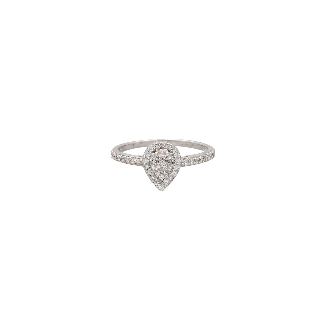 Sterling Silver 925 White Pear Ring - FKJRNSL10801