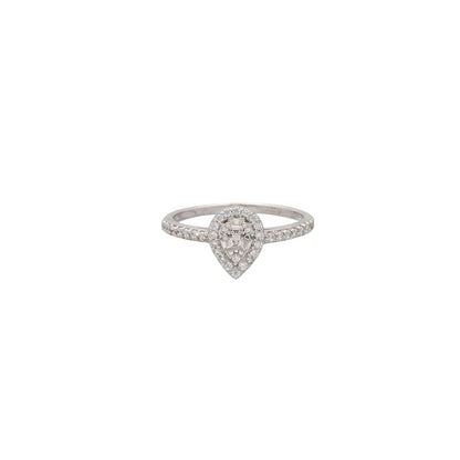 Sterling Silver 925 White Pear Ring - FKJRNSL10801