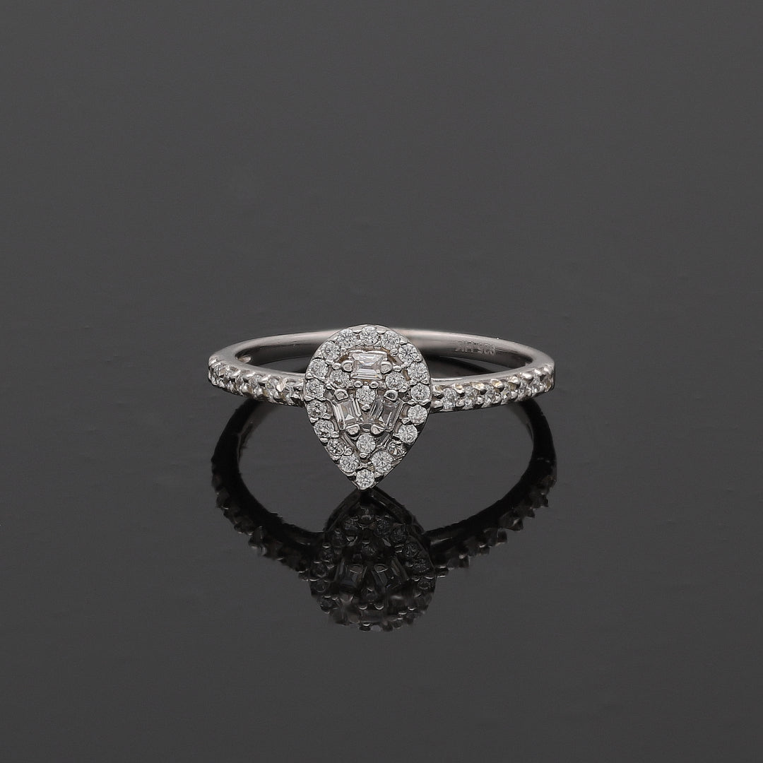 Sterling Silver 925 White Pear Ring - FKJRNSL10801