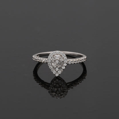 Sterling Silver 925 White Pear Ring - FKJRNSL10801