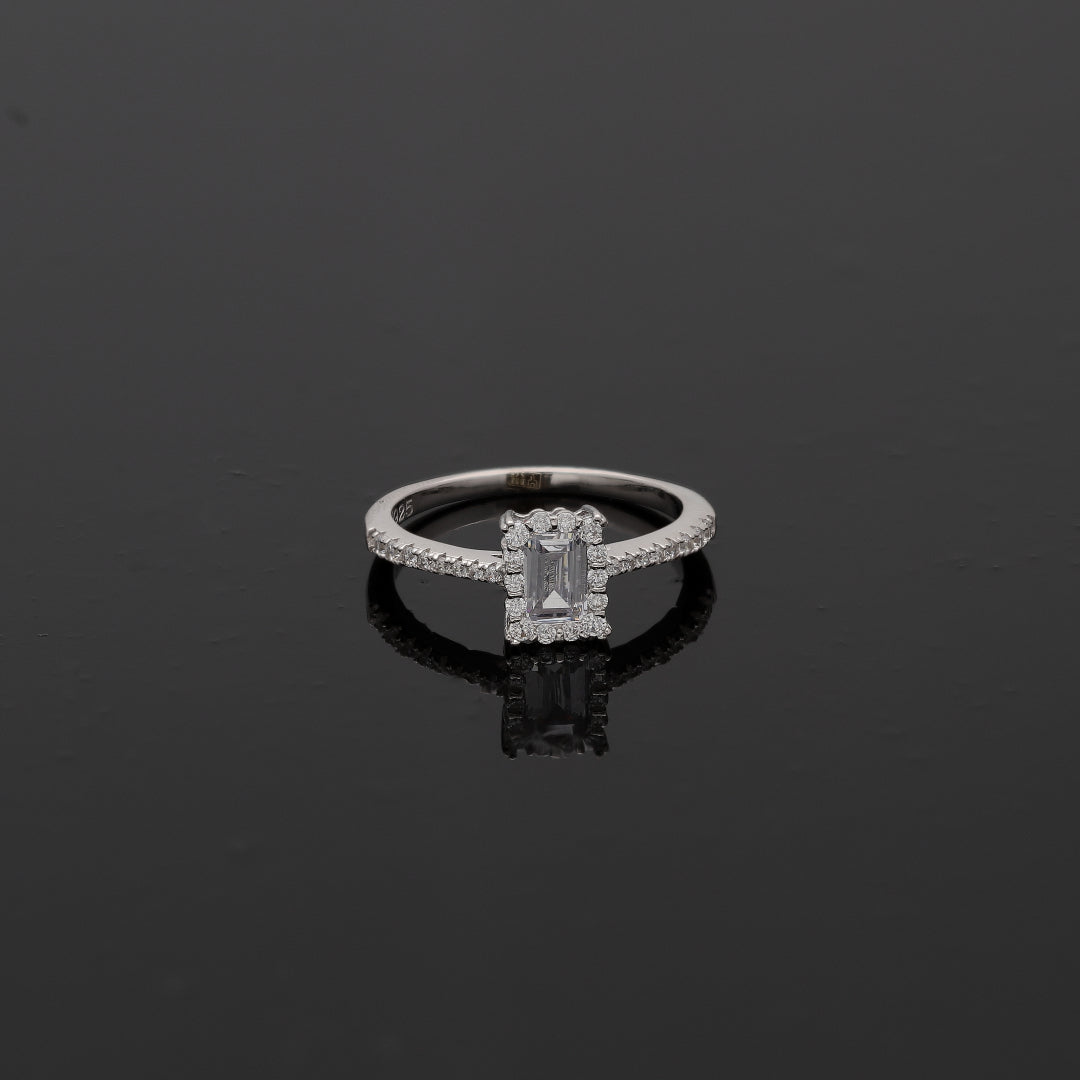 Sterling Silver 925 Classic Halo Solitaire Ring - FKJRNSL10802