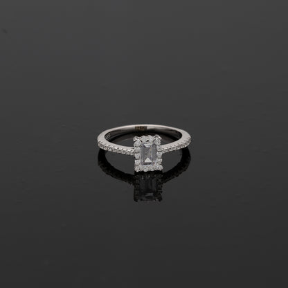 Sterling Silver 925 Classic Halo Solitaire Ring - FKJRNSL10802