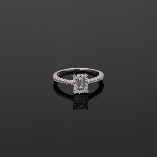 Sterling Silver 925 Classic Halo Solitaire Ring - FKJRNSL10802