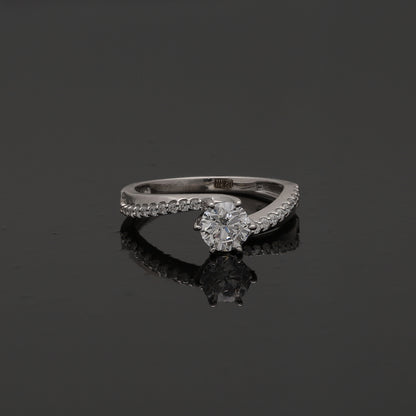 Sterling Silver 925 Wave Solitaire Ring - FKJRNSL10808