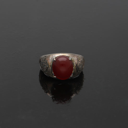 Sterling Silver 925 Carnelian Ring - FKJRNSL10947