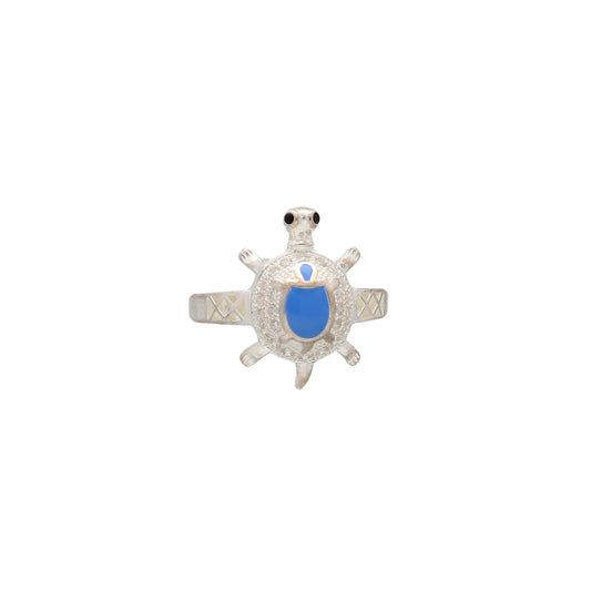 Sterling Silver 925 Blue Accent Tortoise Ring - FKJRNSL10951