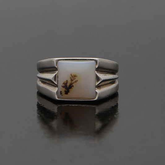 Sterling Silver 925 Dendritic Agate Ring - FKJRNSL10958