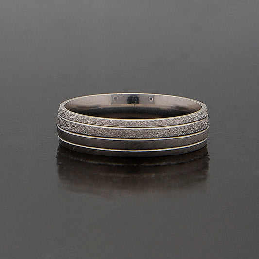 Sterling Silver 925 Textured Band Ring - FKJRNSL10959