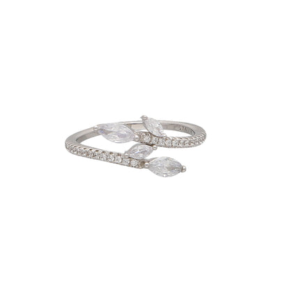 Sterling Silver 925 Open Crossover Ring - FKJRNSL10969