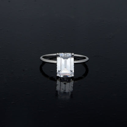 Sterling Silver 925 Square Solitaire Ring - FKJRNSL10972