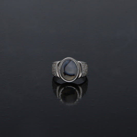 Sterling Silver 925 Oval Agate Ring - FKJRNSL10974