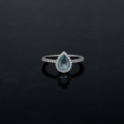 Sterling Silver 925 Blue Aqua Stone Ring - FKJRNSL10975