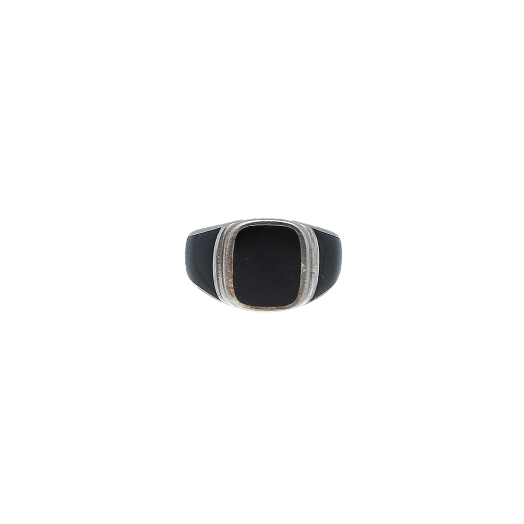 Sterling Silver 925 Square Black Onyx Ring - FKJRNSL10978