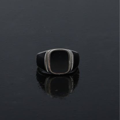 Sterling Silver 925 Square Black Onyx Ring - FKJRNSL10978