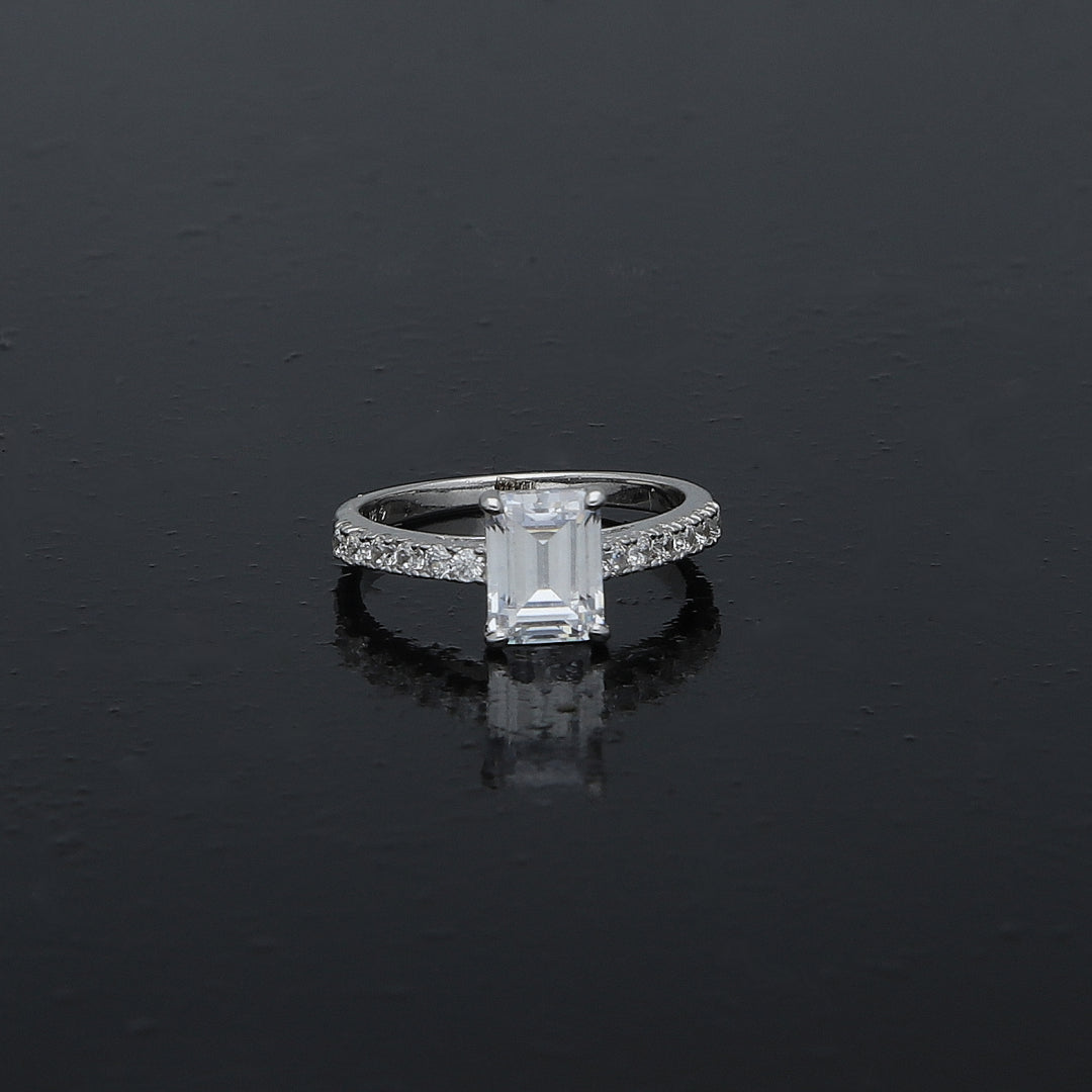 Sterling Silver 925 Emerald Cut Ring - FKJRNSL10979