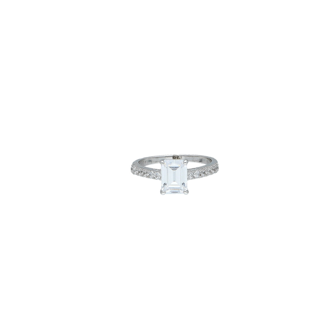 Sterling Silver 925 Emerald Cut Ring - FKJRNSL10979