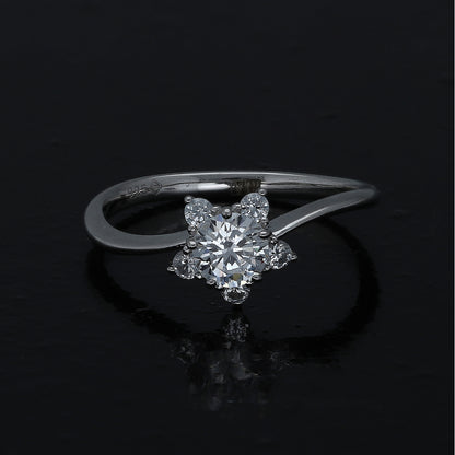 Sterling Silver 925 Star Halo Ring - FKJRNSL10986