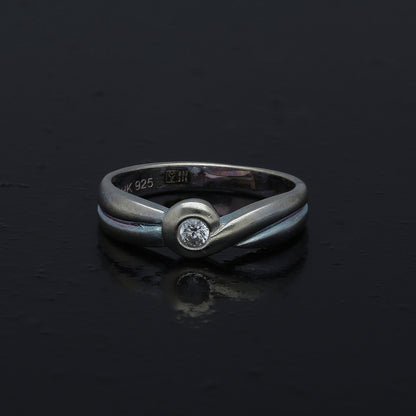 Sterling Silver 925 Round Bezel Ring - FKJRNSL10993