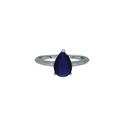 Sterling Silver 925 Teardrop Blue Ring - FKJRNSL10998