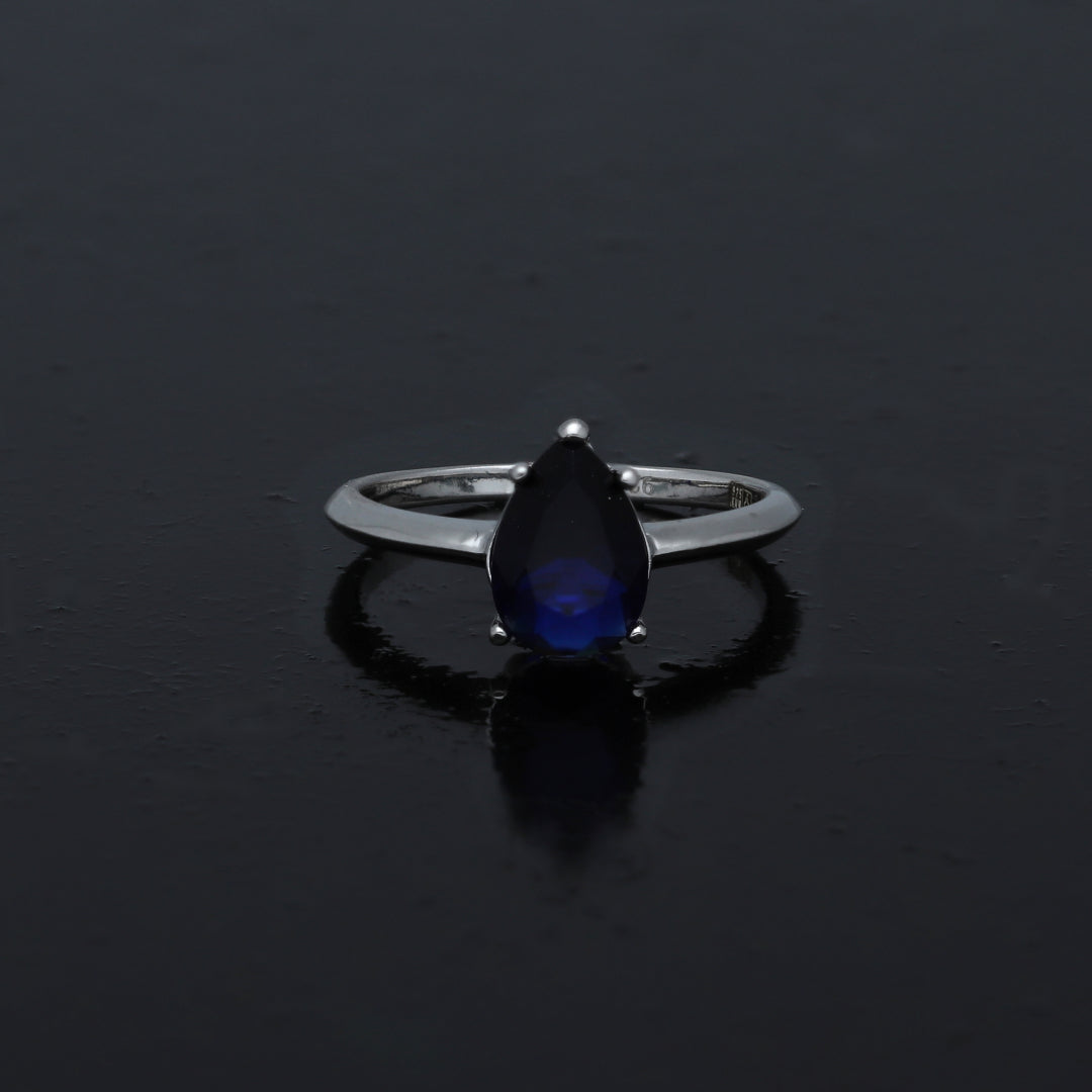 Sterling Silver 925 Teardrop Blue Ring - FKJRNSL10998