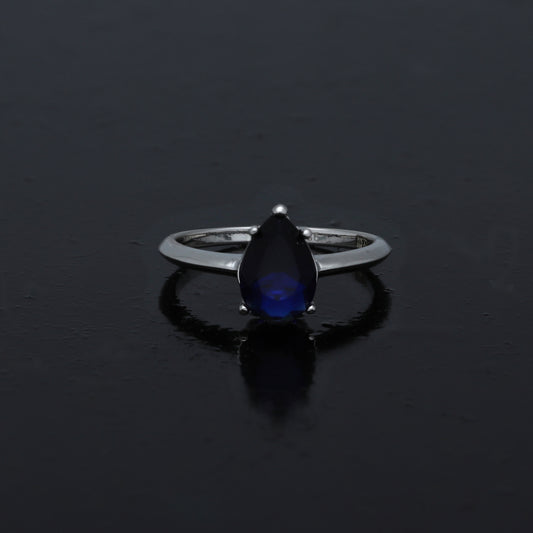 Sterling Silver 925 Teardrop Blue Ring - FKJRNSL10998