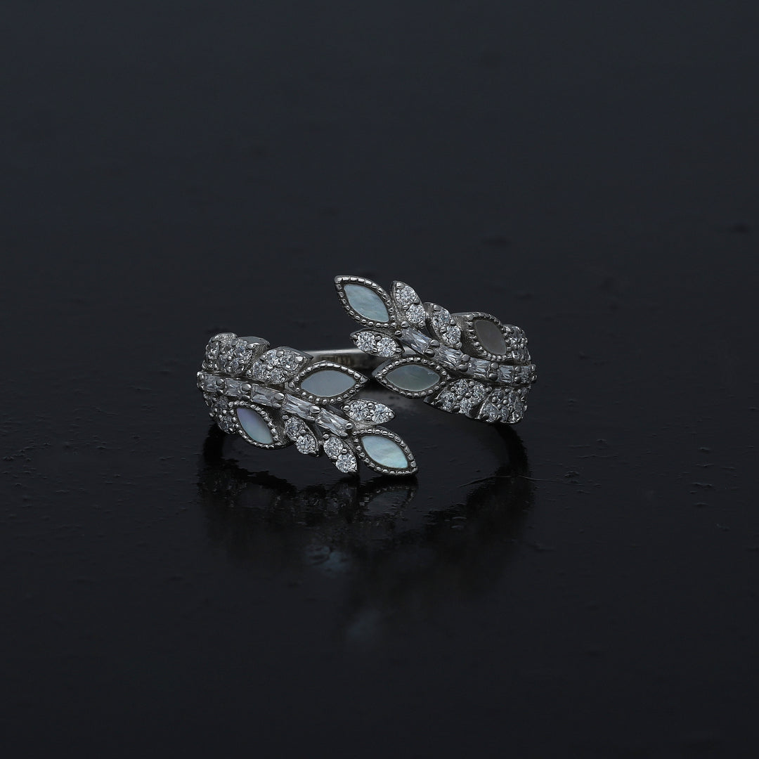 Sterling Silver 925 Leaf Design Ring - FKJRNSL10999