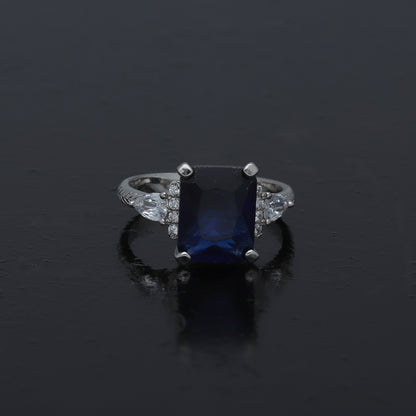 Sterling Silver 925 Blue Center Ring - FKJRNSL11000