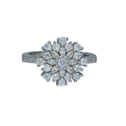 Sterling Silver 925 Floral Cluster Ring - FKJRNSL11001