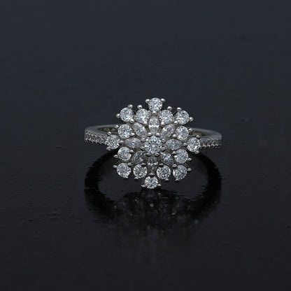 Sterling Silver 925 Floral Cluster Ring - FKJRNSL11001