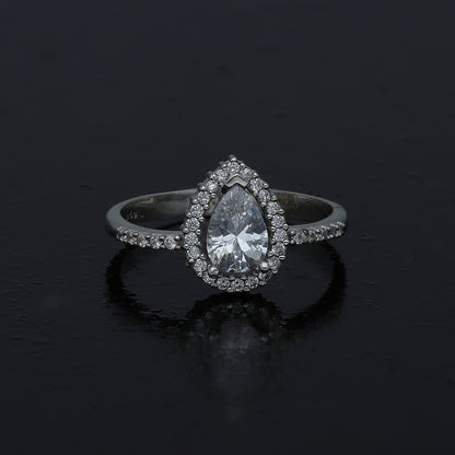 Sterling Silver 925 Pear Halo Ring - FKJRNSL11002