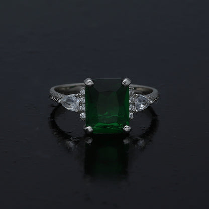 Sterling Silver 925 Green Stone Ring - FKJRNSL11006