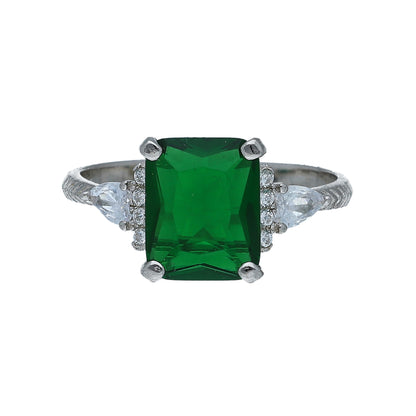 Sterling Silver 925 Green Stone Ring - FKJRNSL11006