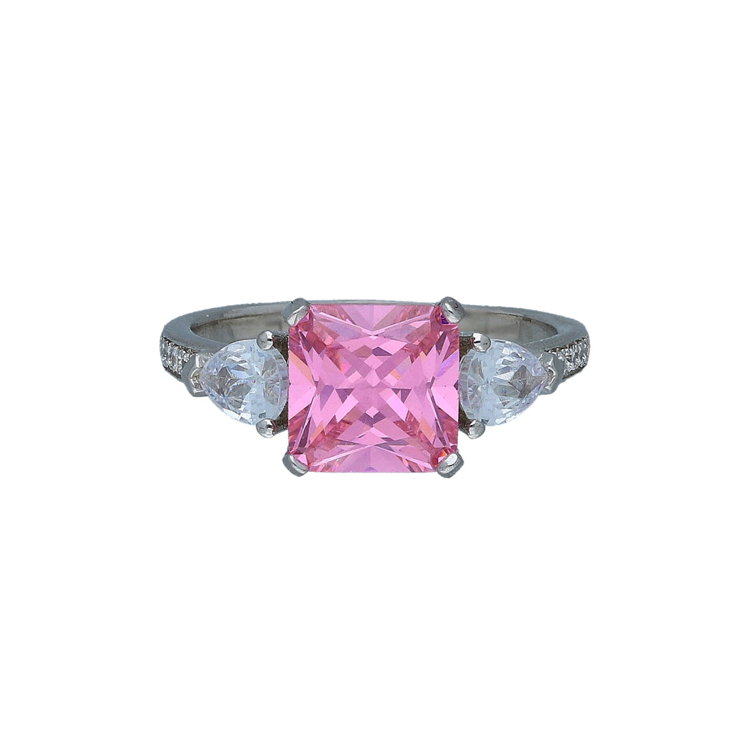 Sterling Silver 925 Pink Crystal Ring - FKJRNSL11007