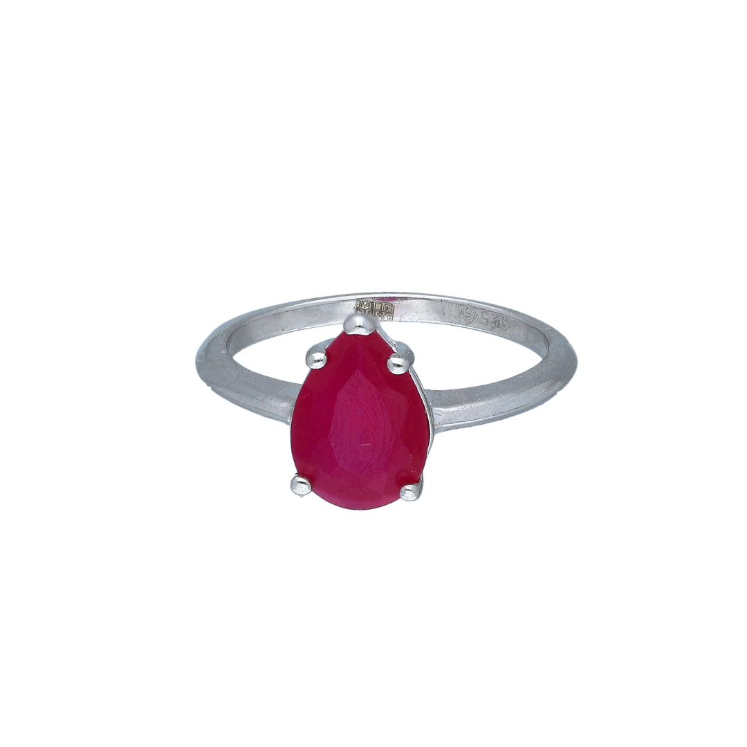 Sterling Silver 925 Red Pear Cut Ring - FKJRNSL11015